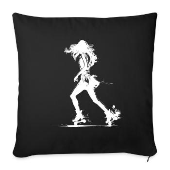 Roller Skater Drawing - Sofa pillowcase 17,3'' x 17,3'' (45 x 45 cm) - black - Front