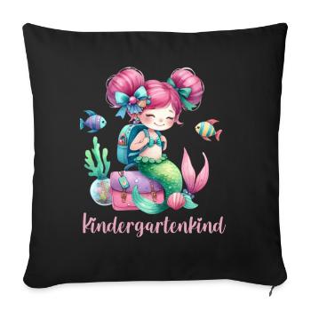 Kindergartenkind Vorschulkind Meerjungfrau - Sofakissenbezug 45 x 45 cm - Schwarz - Vorne