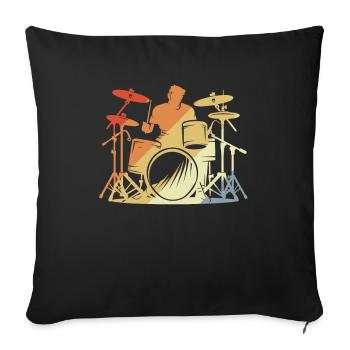 Drummer Retro Style - Sofa pillowcase 17,3'' x 17,3'' (45 x 45 cm) - black - Front