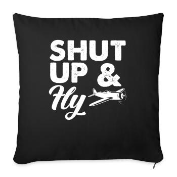 Pilot Fliegen Flugzeug Geschenk - Sofakissenbezug 45 x 45 cm - Schwarz - Vorne