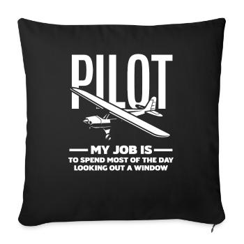 Pilote Pilote Professionnel Cadeau École de Pilotage - Housse de coussin décorative 45 x 45 cm - noir - Devant