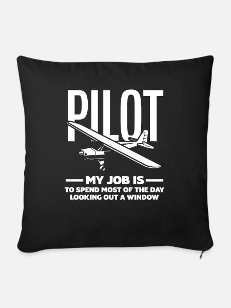 Pilot Berufspilot Geschenk Flugschule - Sofakissenbezug 45 x 45 cm - Schwarz