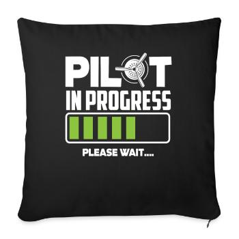 Pilot in Training Bitte Warten - Sofakissenbezug 45 x 45 cm - Schwarz - Vorne