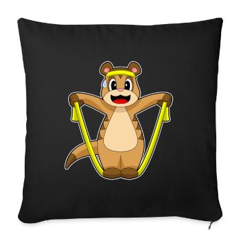 Forme physique pour sauter à la corde sur la corde suricate - Housse de coussin décorative 45 x 45 cm - noir - Devant