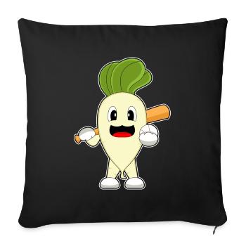 Radieschen Baseball Baseballschläger - Sofakissenbezug 45 x 45 cm - Schwarz - Vorne