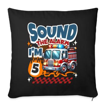 5e anniversaire des pompiers - Housse de coussin décorative 45 x 45 cm - noir - Devant