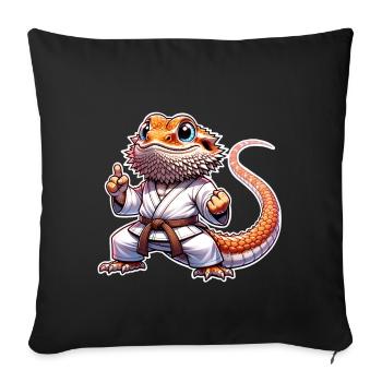 Bearded Dragons Bearded Dragons Karate Samurai - Sofa pillowcase 17,3'' x 17,3'' (45 x 45 cm) - black - Front