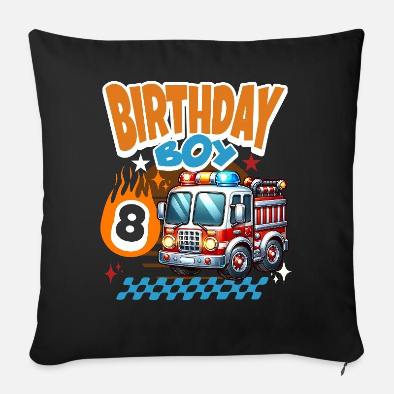 8e anniversaire des pompiers - Housse de coussin décorative 45 x 45 cm - noir