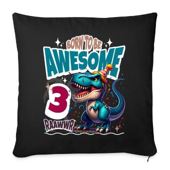 T Rex Dinosaure 3ème Anniversaire Enfants Anniversaire - Housse de coussin décorative 45 x 45 cm - noir - Devant