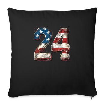24 Drapeau américain des États-Unis Jour de l’indépendance - Housse de coussin décorative 45 x 45 cm - noir - Devant