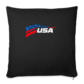 Patriotique États-Unis Logo Design Bleu Rouge Blanc - Housse de coussin décorative 45 x 45 cm - noir - Devant