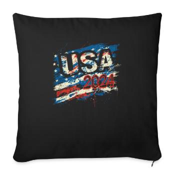 Élection des États-Unis 2024 Drapeau américain Graffiti - Housse de coussin décorative 45 x 45 cm - noir - Devant