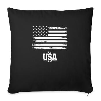 Jour de l’indépendance Drapeau américain des États-Unis Blanc - Housse de coussin décorative 45 x 45 cm - noir - Devant