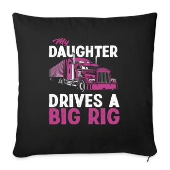 Chauffeur de camion fille père - Housse de coussin décorative 45 x 45 cm - noir - Devant