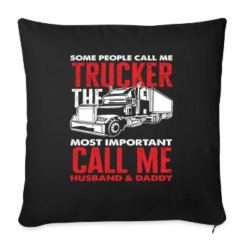 Chauffeur de camion Maman Maman - Housse de coussin décorative 45 x 45 cm - noir - Devant