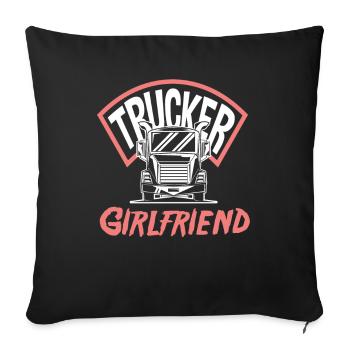 chauffeur de camion petite amie amour - Housse de coussin décorative 45 x 45 cm - noir - Devant