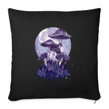 Fairycore Vintage Cottagecore Pilz Mondphasen - Sofakissenbezug 45 x 45 cm - Schwarz - Vorne
