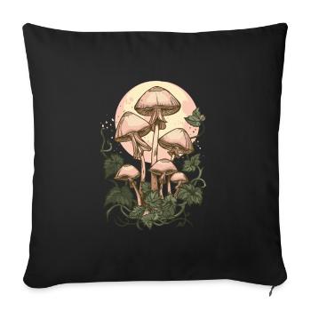 Goblincore Cottagecore Vintage Champignon Phases de Lune - Housse de coussin décorative 45 x 45 cm - noir - Devant