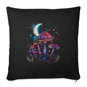 Mushroom Moon Phases Cottagecore Goblincore Fairycore - Sofa pillowcase 17,3'' x 17,3'' (45 x 45 cm) - black - Front