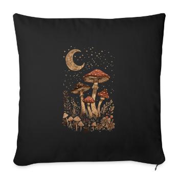 Vintage Fairycore Cottagecore Goblincore Pilz - Sofakissenbezug 45 x 45 cm - Schwarz - Vorne