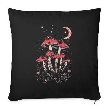 Goblincore Cottagecore Fairycore Pilz Mondphasen - Sofakissenbezug 45 x 45 cm - Schwarz - Vorne