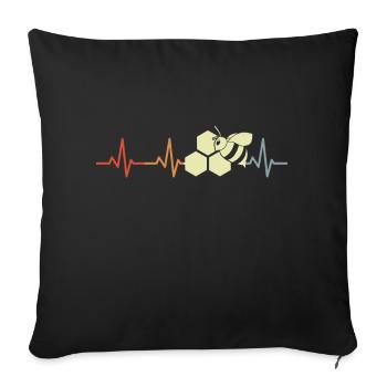 Battement de cœur d’abeille vintage - Housse de coussin décorative 45 x 45 cm - noir - Devant