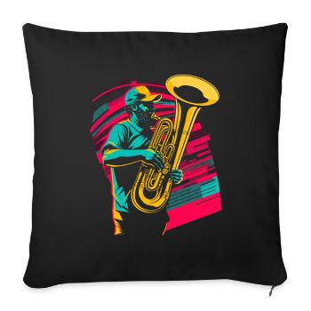 Tuba Player Comic Look - Sofa pillowcase 17,3'' x 17,3'' (45 x 45 cm) - black - Front