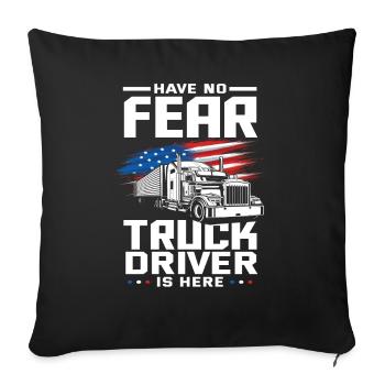 Le chauffeur de camion est ici Drapeau des États-Unis - Housse de coussin décorative 45 x 45 cm - noir - Devant