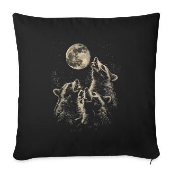 3 raton laveur lune hurlante têtes de raton laveur - Housse de coussin décorative 45 x 45 cm - noir - Devant
