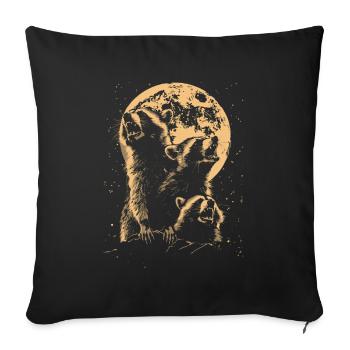 3 raton laveur lune hurlant tête de raton laveur humour - Housse de coussin décorative 45 x 45 cm - noir - Devant