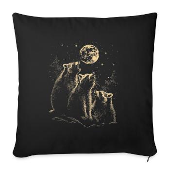 3 Raccoons Moon Howling Funny Illustration - Sofa pillowcase 17,3'' x 17,3'' (45 x 45 cm) - black - Front