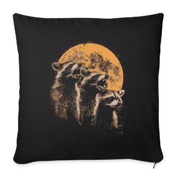 3 Raccoon Moon Howling Funny Raccoon Art - Sofa pillowcase 17,3'' x 17,3'' (45 x 45 cm) - black - Front