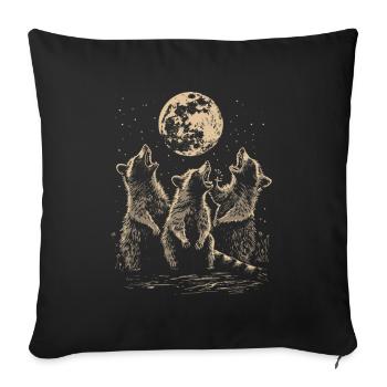 3 Raccoons Moon Howling Funny Animal Art - Sofa pillowcase 17,3'' x 17,3'' (45 x 45 cm) - black - Front