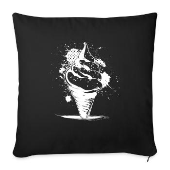 Eistüte Zeichnung - Sofakissenbezug 45 x 45 cm - Schwarz - Vorne