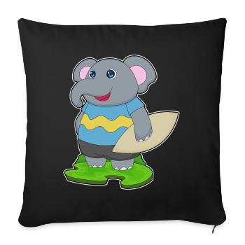 Elephant Surfing Surfboard Summer - Sofa pillowcase 17,3'' x 17,3'' (45 x 45 cm) - black - Front