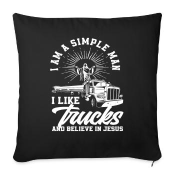 Homme simple chauffeur de camion Jésus - Housse de coussin décorative 45 x 45 cm - noir - Devant