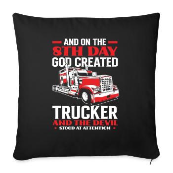 Chauffeur de camion Dieu disant - Housse de coussin décorative 45 x 45 cm - noir - Devant