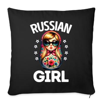 Russian Girl! Russia Matryoshka Russian for - Sofa pillowcase 17,3'' x 17,3'' (45 x 45 cm) - black - Front