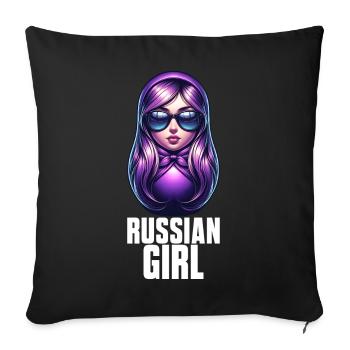 Russian Girl! Russia Matryoshka Russian for - Sofa pillowcase 17,3'' x 17,3'' (45 x 45 cm) - black - Front