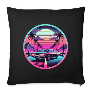Retro Sunset Muscle Car Driving - Sofa pillowcase 17,3'' x 17,3'' (45 x 45 cm) - black - Front