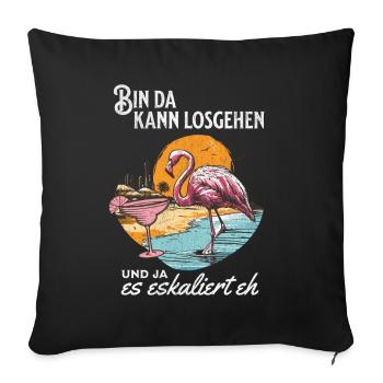 Drôle de flamant rose 'Je suis ici, tu peux y aller' Design - Housse de coussin décorative 45 x 45 cm - noir - Devant