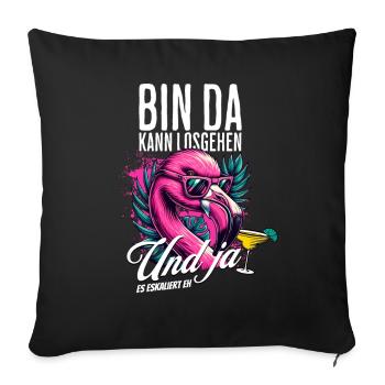 Flamingo 'I’m there can go' pour la fête - Housse de coussin décorative 45 x 45 cm - noir - Devant