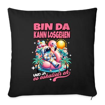 Drôle de flamant rose 'Je suis là peut aller' - Housse de coussin décorative 45 x 45 cm - noir - Devant