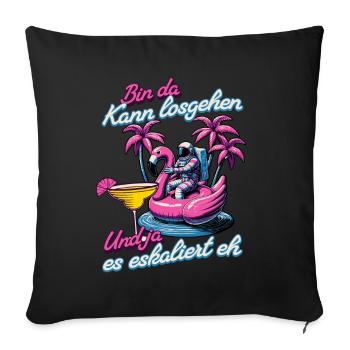 Femmes Drôle 'Je suis ici Tu peux y aller' Flamingo - Housse de coussin décorative 45 x 45 cm - noir - Devant
