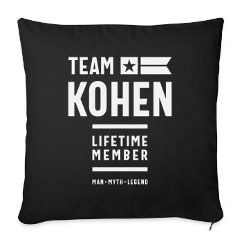 Membre à vie de l’équipe Kohen Funny Name Kohen - Housse de coussin décorative 45 x 45 cm - noir - Devant