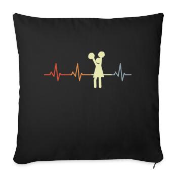 Ligne de cœur de pom-pom girl - Housse de coussin décorative 45 x 45 cm - noir - Devant