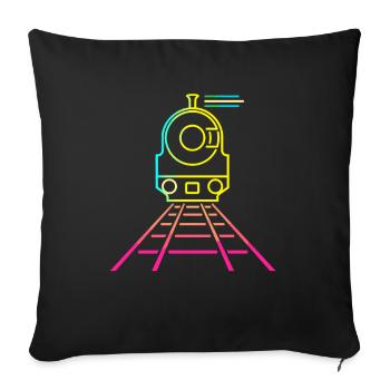 Style de dessin animé ferroviaire - Housse de coussin décorative 45 x 45 cm - noir - Devant