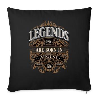 1966 August born Birthday Year of birth - Sofa pillowcase 17,3'' x 17,3'' (45 x 45 cm) - black - Front