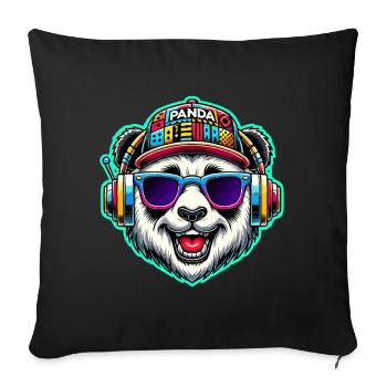 Cool DJ Panda Bear Headphones Colorful Retro Style - Sofakissenbezug 45 x 45 cm - Schwarz - Vorne