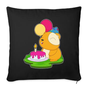 Gâteau d’anniversaire hamster - Housse de coussin décorative 45 x 45 cm - noir - Devant